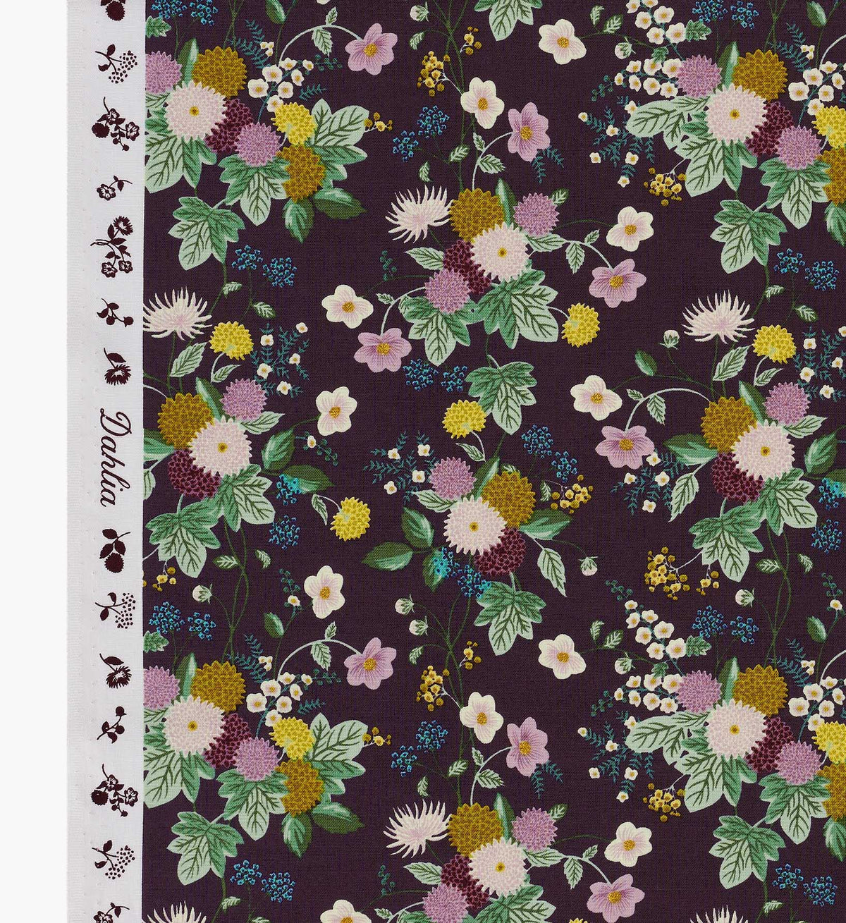 Dahlia Cotton Fabric - Aubergine