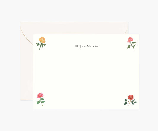 Floral Personalized Stationery  - Garden Roses