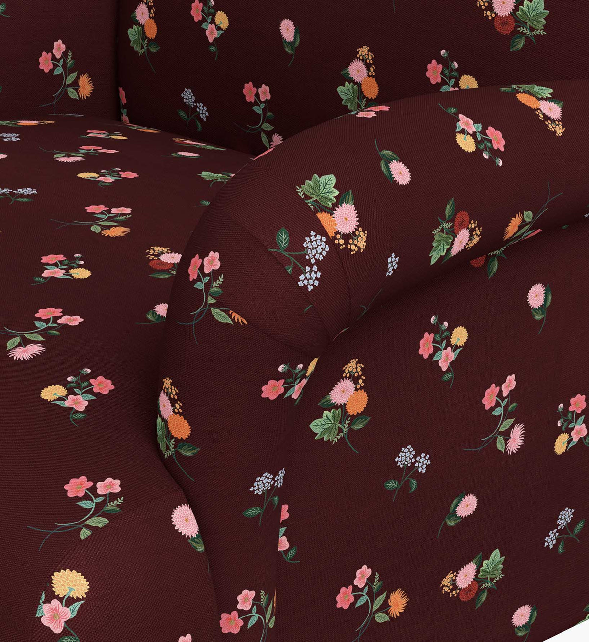 Bristol Armchair - Ditsy Dahlia Burgundy