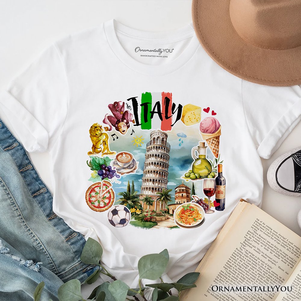 Artistic Italy Landmarks T-Shirt, Italian Tee and Souvenir
