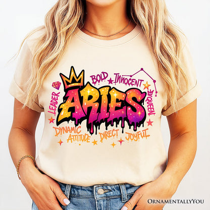 Aries Graffiti Zodiac T-Shirt, Street Style Astrology Horoscope Tee