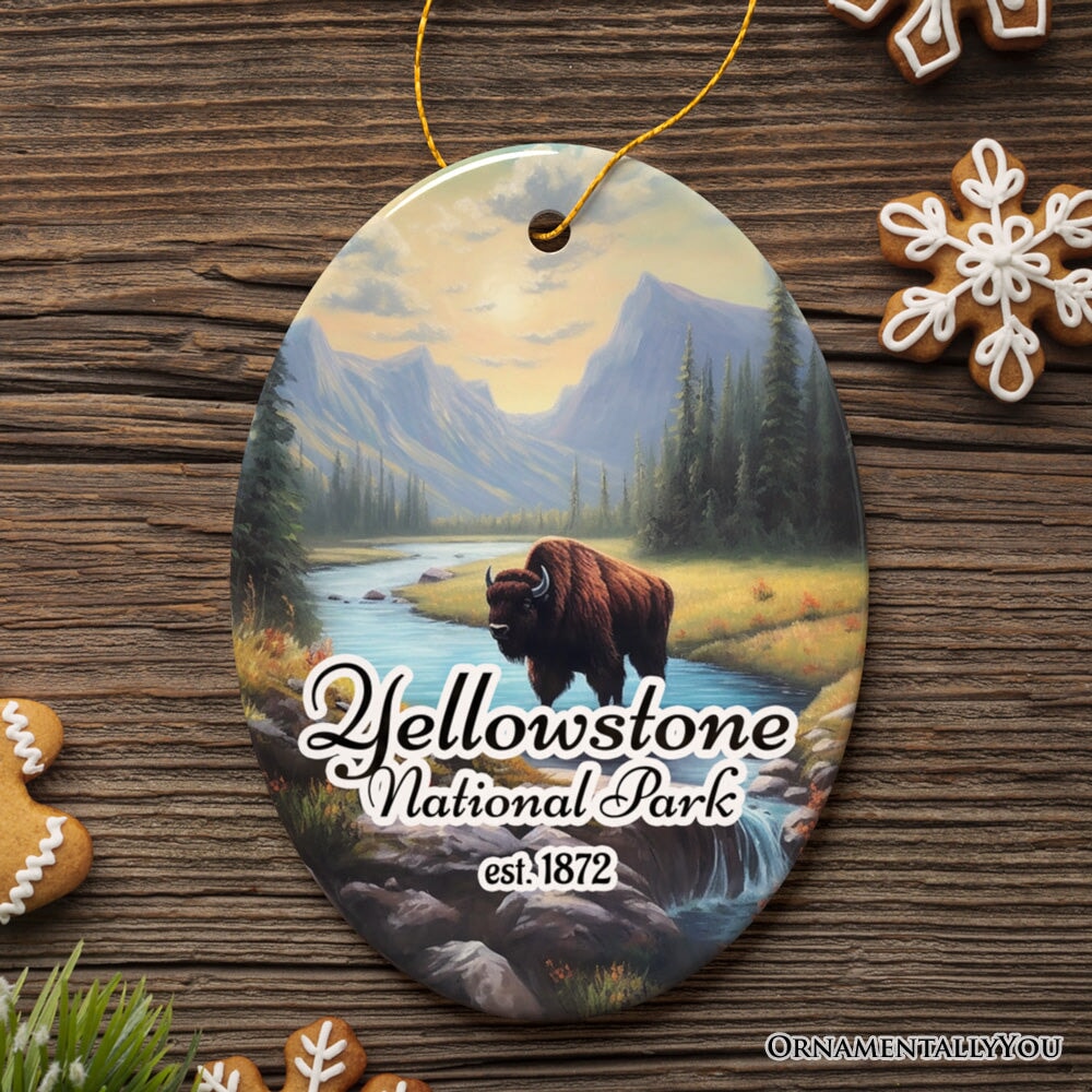 Artistic Yellowstone National Park Christmas Ornament, Gift for Nature Lovers