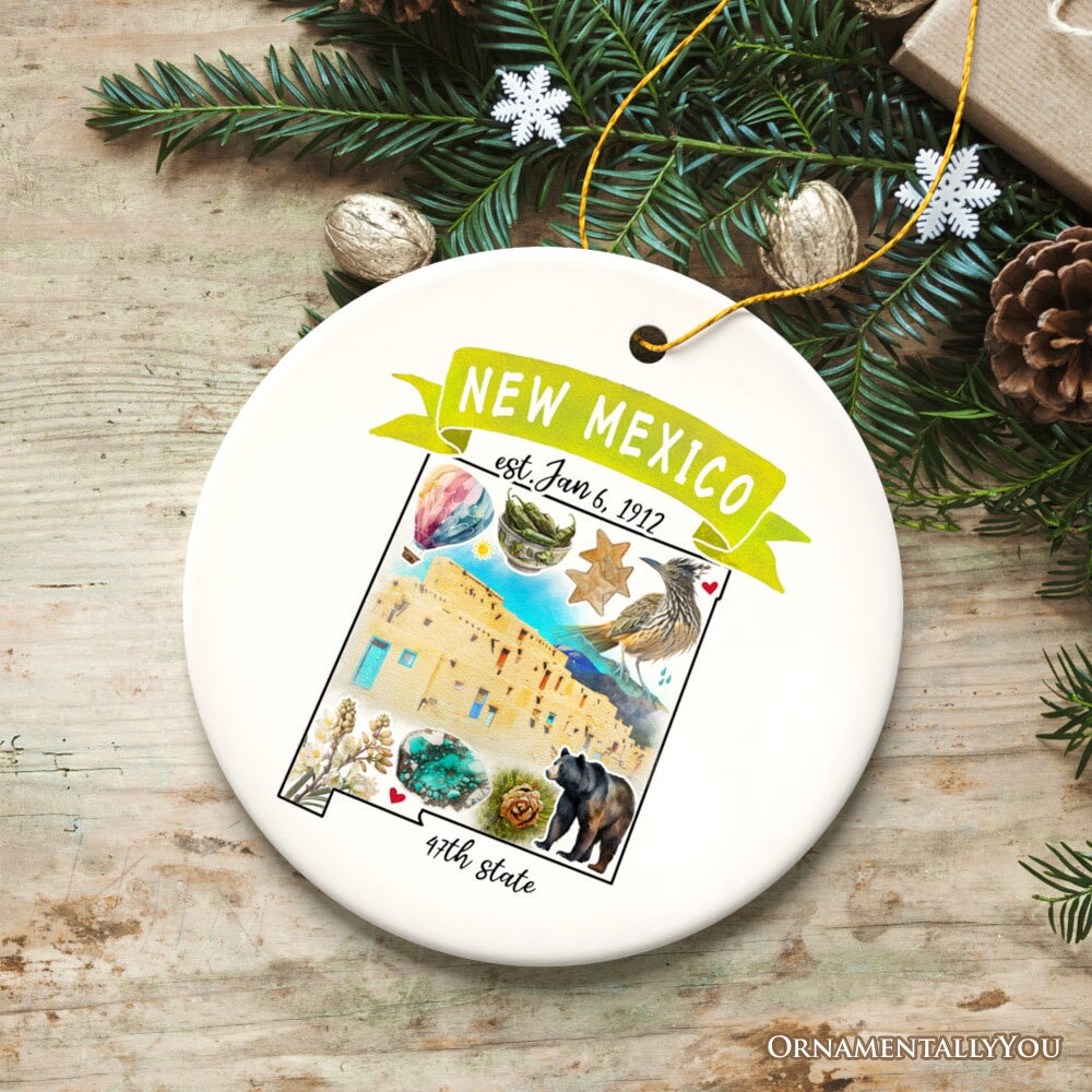 Artistic New Mexico State Themes and Landmarks Christmas Ornament
