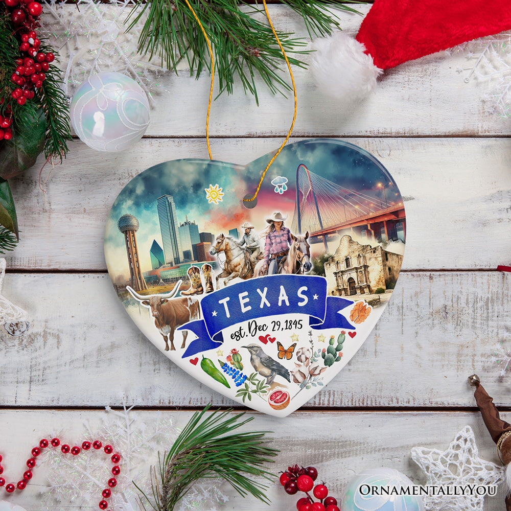 Artistic Texas State Themes and Landmarks Christmas Ornament