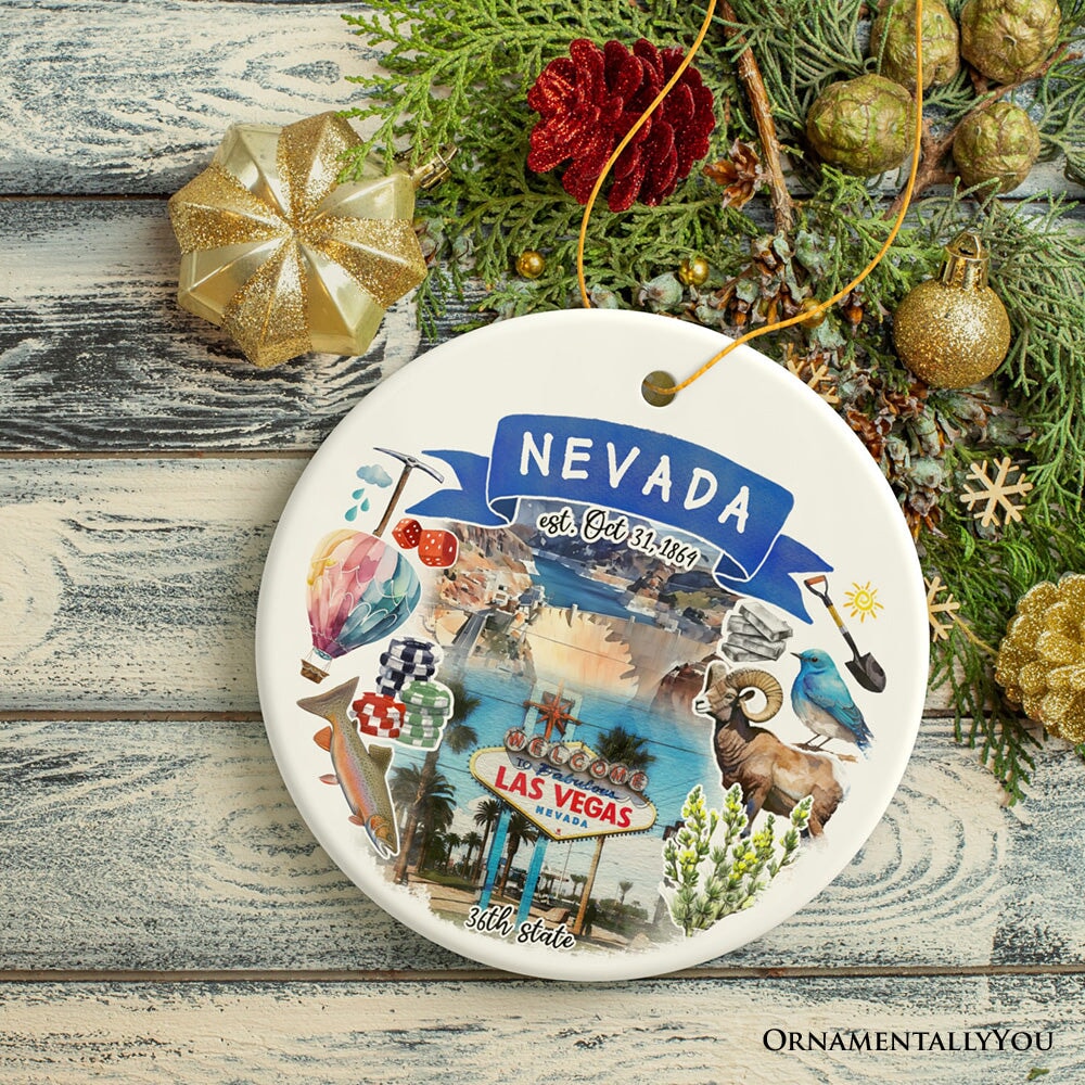 Artistic Nevada State Themes and Landmarks Christmas Ornament