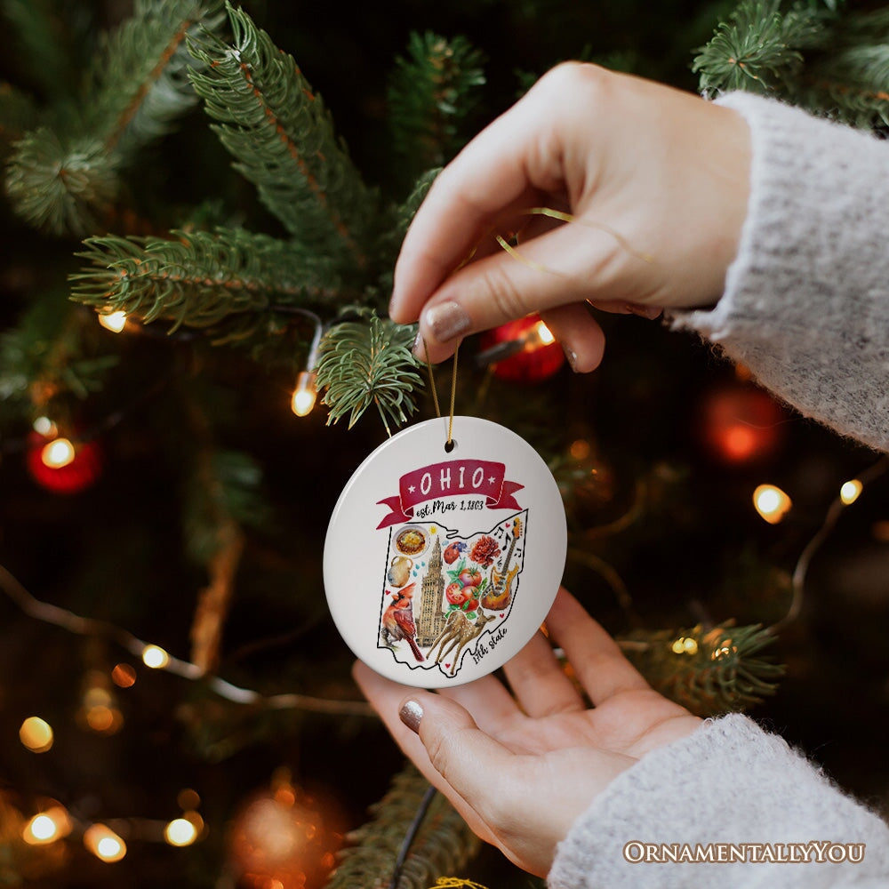 Artistic Ohio State Themes and Landmarks Christmas Ornament