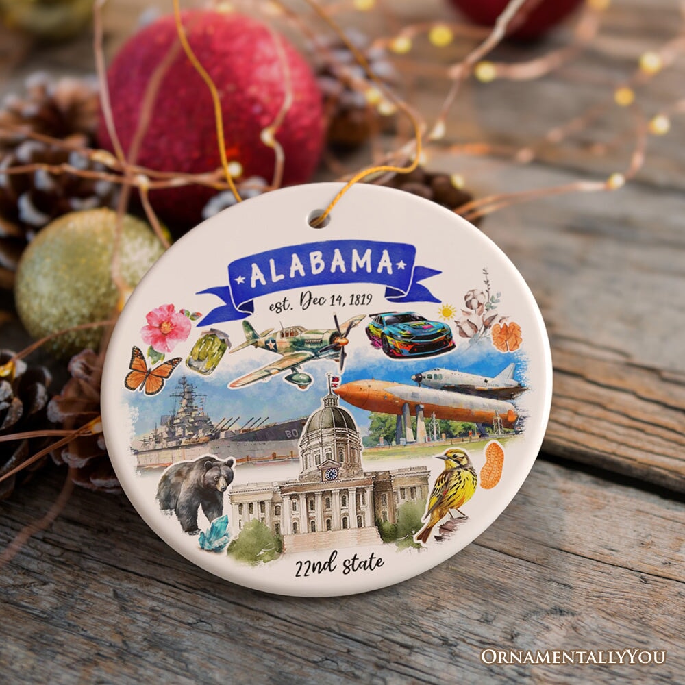 Artistic Alabama State Themes and Landmarks Christmas Ornament