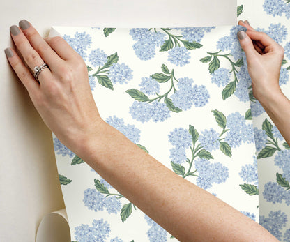 Hydrangea Peel & Stick Wallpaper - Blue & White