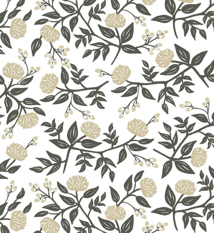 Peonies Peel & Stick Wallpaper - White