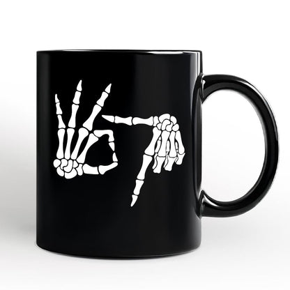 67 Skeleton Hands Personalized Mug, Six Seven Funny Meme Gift with Custom Name