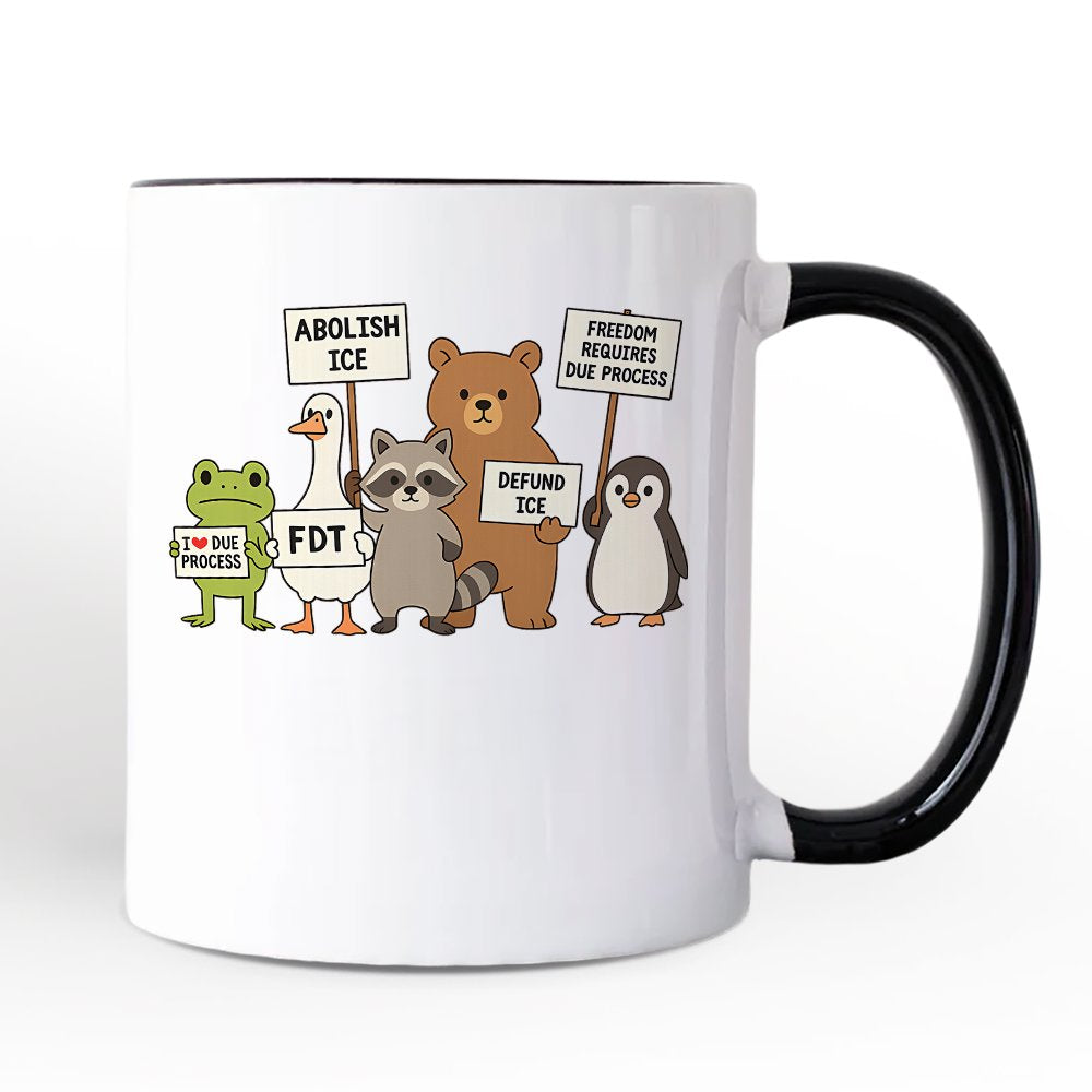 Abolish ICE Animals Protest Personalized Mug, Cute Activist Gift with Custom Name