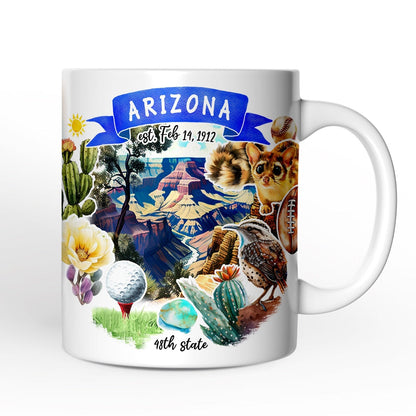 Artistic Arizona State Themes and Landmarks Personalized Mug With Custom Name