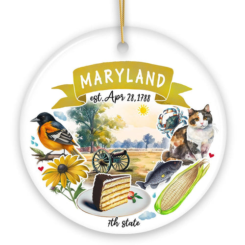 Artistic Maryland State Themes and Landmarks Christmas Ornament