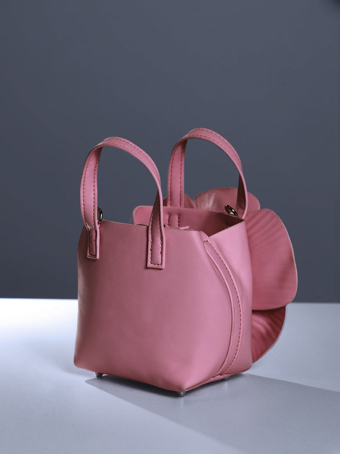 Acsah Leather Flower Bag In Pink