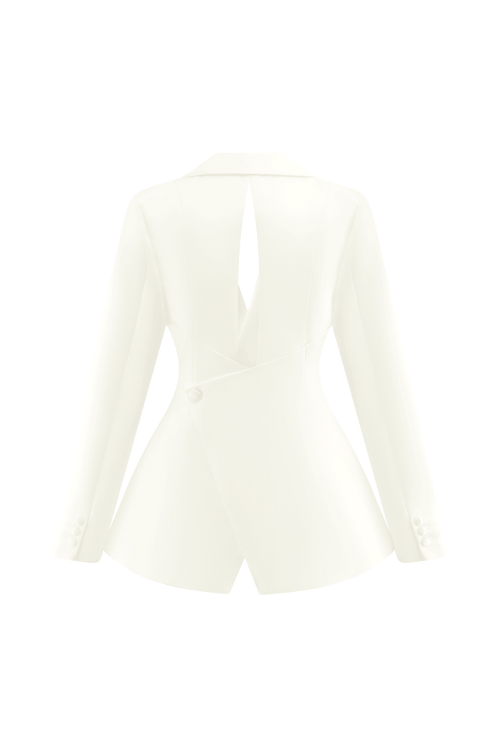 Ada Tailored Satin Blazer - Ivory