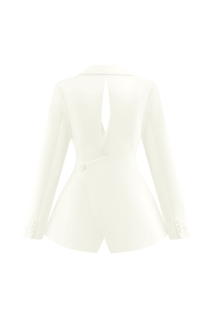 Ada Tailored Satin Blazer - Ivory