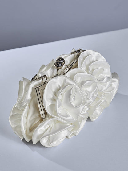 Adahy Flower Satin Bag In White