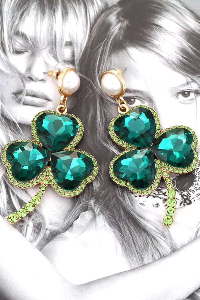 Akihiko Emerald Clover Earrings