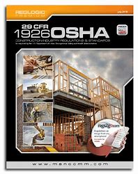 Cover of OSHA 29 CFR 1926 construction safety regulations guide featuring building frame photos and compliance icons