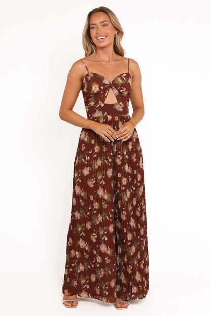 Petal and Pup USA PLAYSUITS Alice Wide Leg Jumpsuit - Brown Floral
