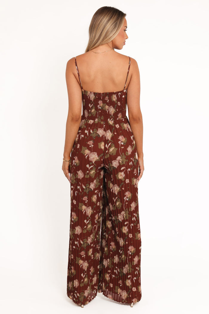 Petal and Pup USA PLAYSUITS Alice Wide Leg Jumpsuit - Brown Floral