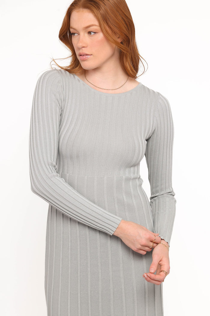 Petal and Pup USA DRESSES Alison Long Sleeve Maxi Dress - Grey