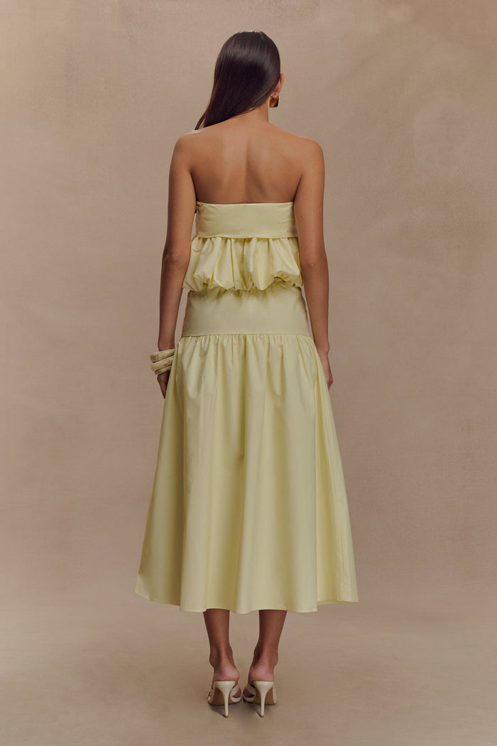 Amirah Strapless Bubble Crop Top - Lemon