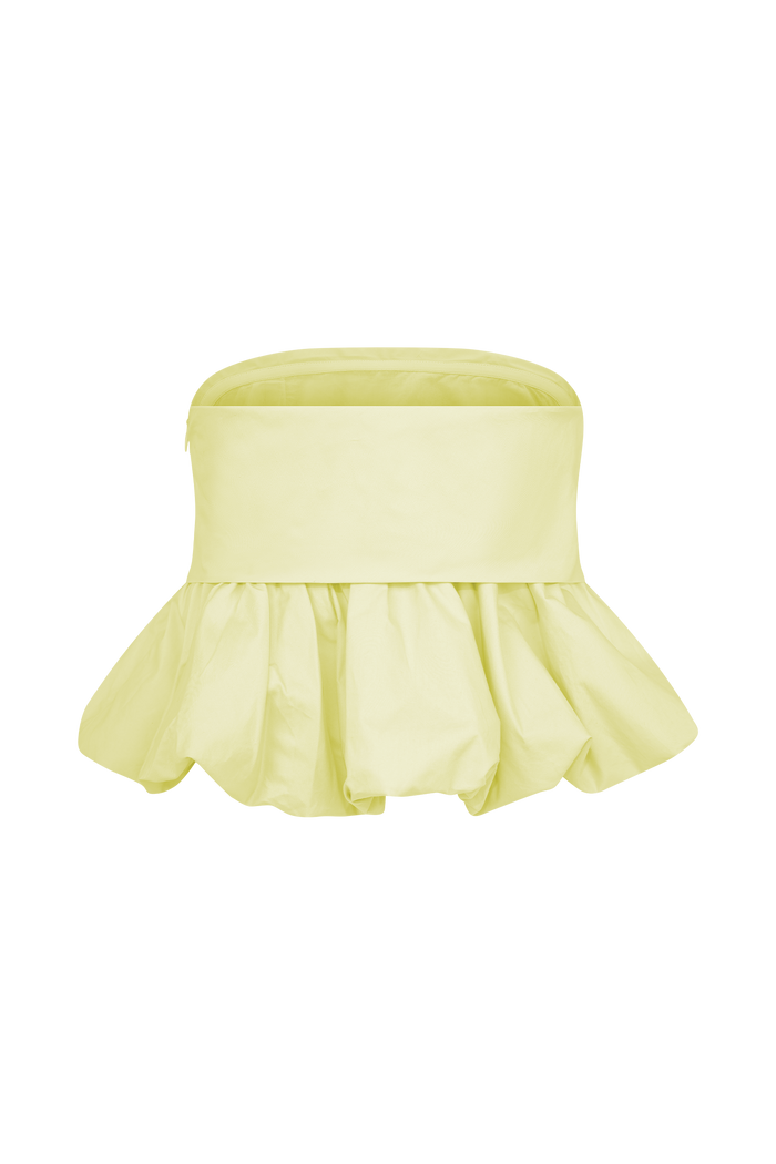 Amirah Strapless Bubble Crop Top - Lemon