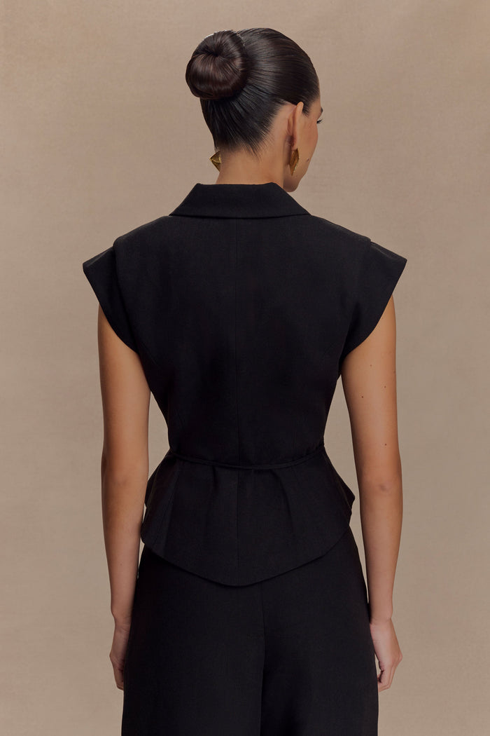 Andina Shortsleeve Linen Top - Black