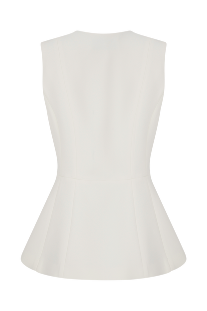 Angelie Suiting Vest Top - Ivory