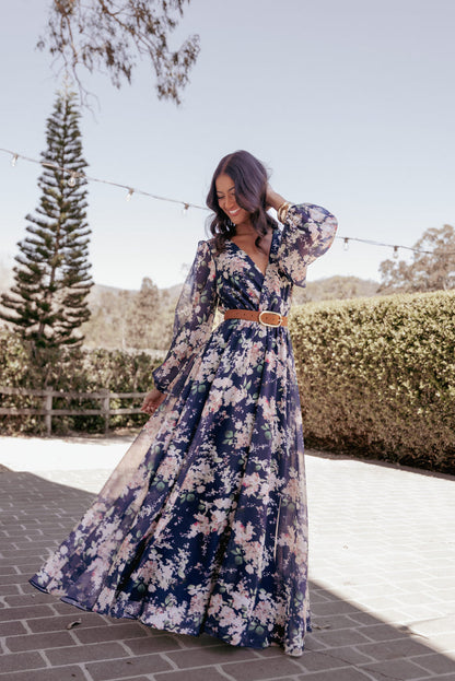 Petal and Pup USA DRESSES Anisa Maxi Dress - Navy Floral