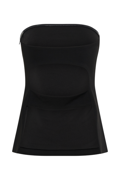 Antonia Strapless Cut Out Top - Black