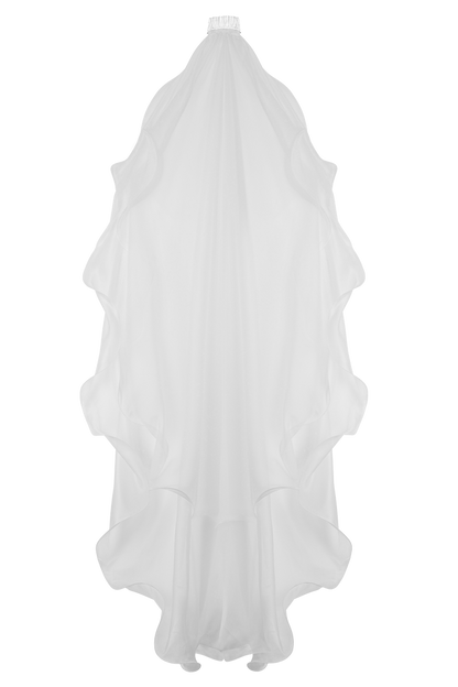 Asteria Draped Chiffon Veil - Ivory