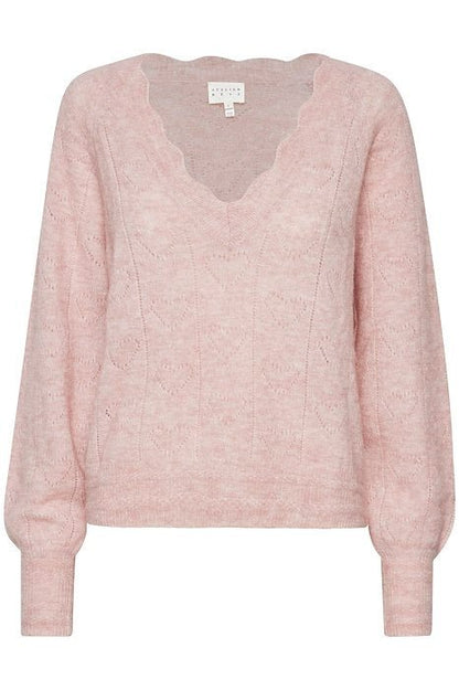 Atelier Reve IRMANON Light Mauve V Neck  Knit Dotique font