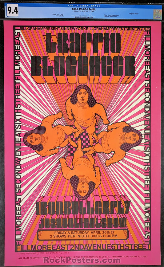 AUCTION -  AOR 2.102 - Traffic - 1968 Poster - Fillmore East - CGC Graded 9.4