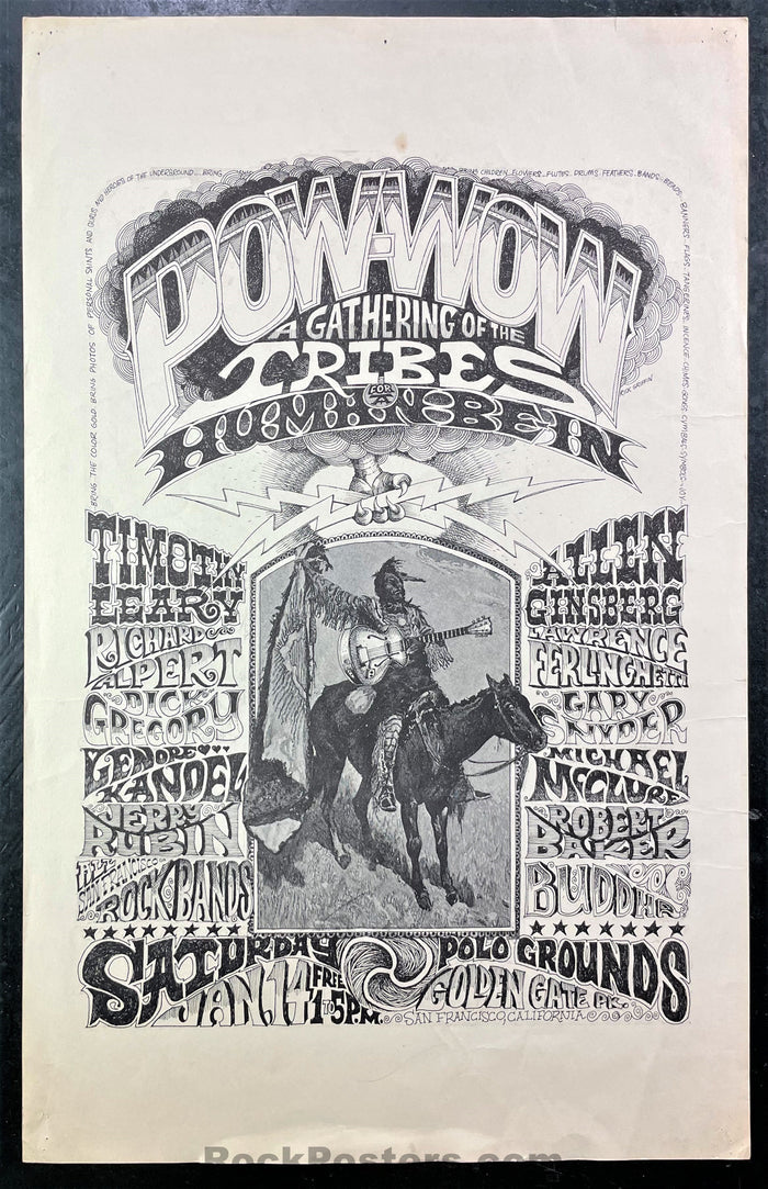AUCTION - AOR-2.215 - Grateful Dead Timothy Leary - The Human Be-In - 1967 Poster - Golden Gate Park  - Very Good - SF Rock Posters & Collectibles