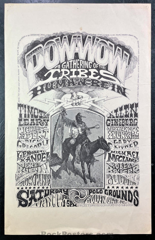 AUCTION - AOR-2.215 - Grateful Dead Timothy Leary - The Human Be-In - 1967 Poster - Golden Gate Park  - Very Good - SF Rock Posters & Collectibles