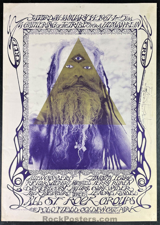 AUCTION - AOR-2.217 - Human Be-In - Grateful Dead - Mouse Signed - 1967 Poster - Golden Gate Park -  Very Good