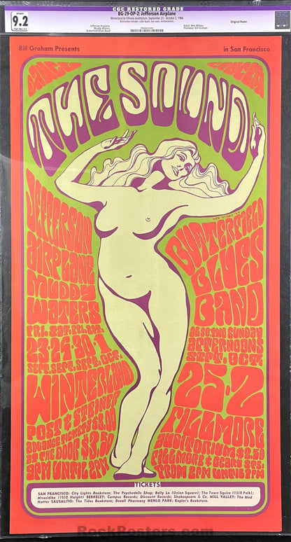 AUCTION - BG-29 - Jefferson Airplane - 1966 Poster - Fillmore Auditorium - CGC Restored Graded 9.2