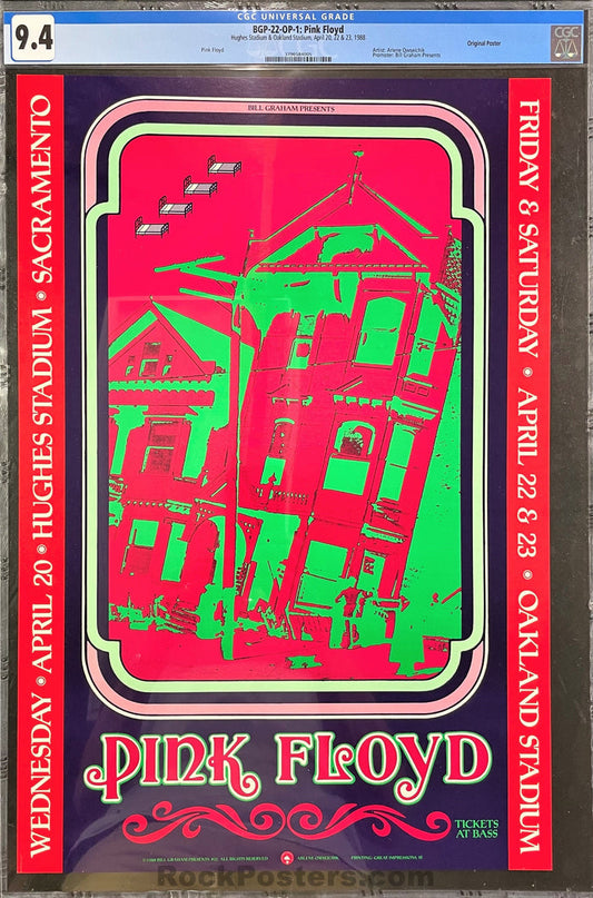 AUCTION -  BGP-22 - Pink Floyd - 1988 Poster - Oakland & Hughes Stadium - CGC Graded 9.4