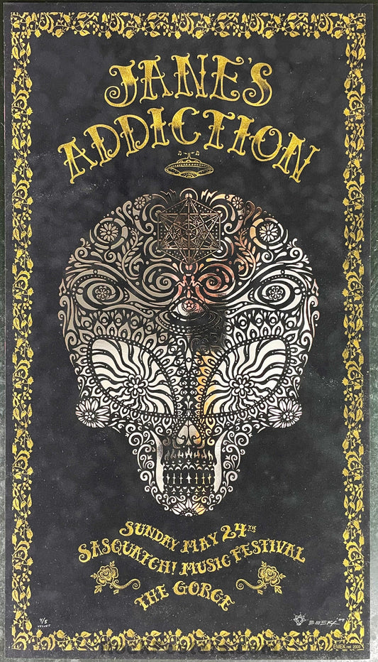 AUCTION - Emek - Jane's Addiction - Sasquatch '09 - Rare Black Velvet Silkscreen - Edition Of 5 - Near Mint - SF Rock Posters & Collectibles