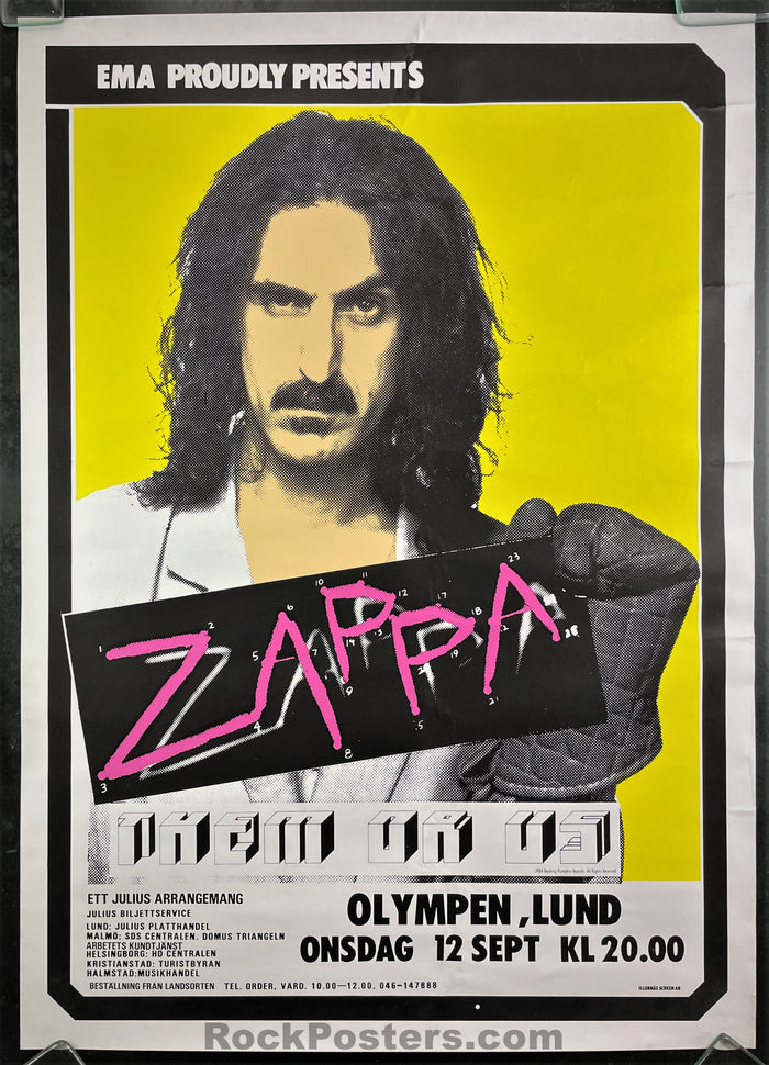 AUCTION - Frank Zappa - 1984 Poster - Olympen Lund Sweden - Very Good - SF Rock Posters & Collectibles