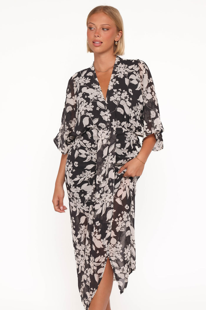 Petal and Pup USA DRESSES Audrina Maxi Dress - Black Floral