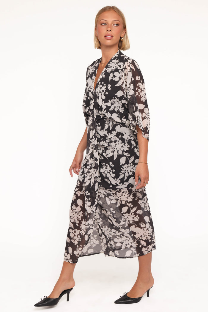 Petal and Pup USA DRESSES Audrina Maxi Dress - Black Floral
