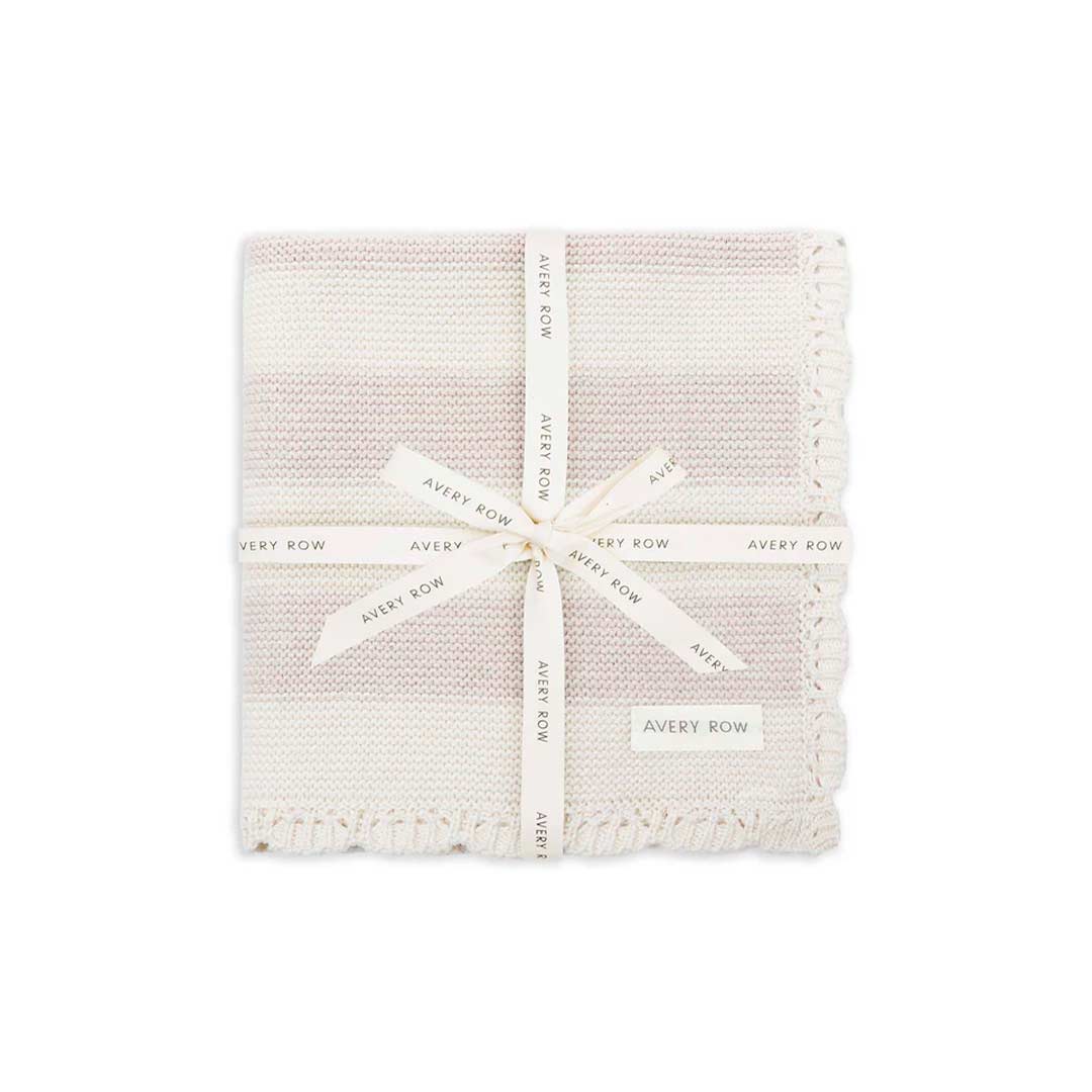 Avery Row Stripe Knit Blanket - Oat Melange