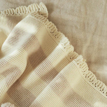 Avery Row Stripe Knit Blanket - Oat Melange