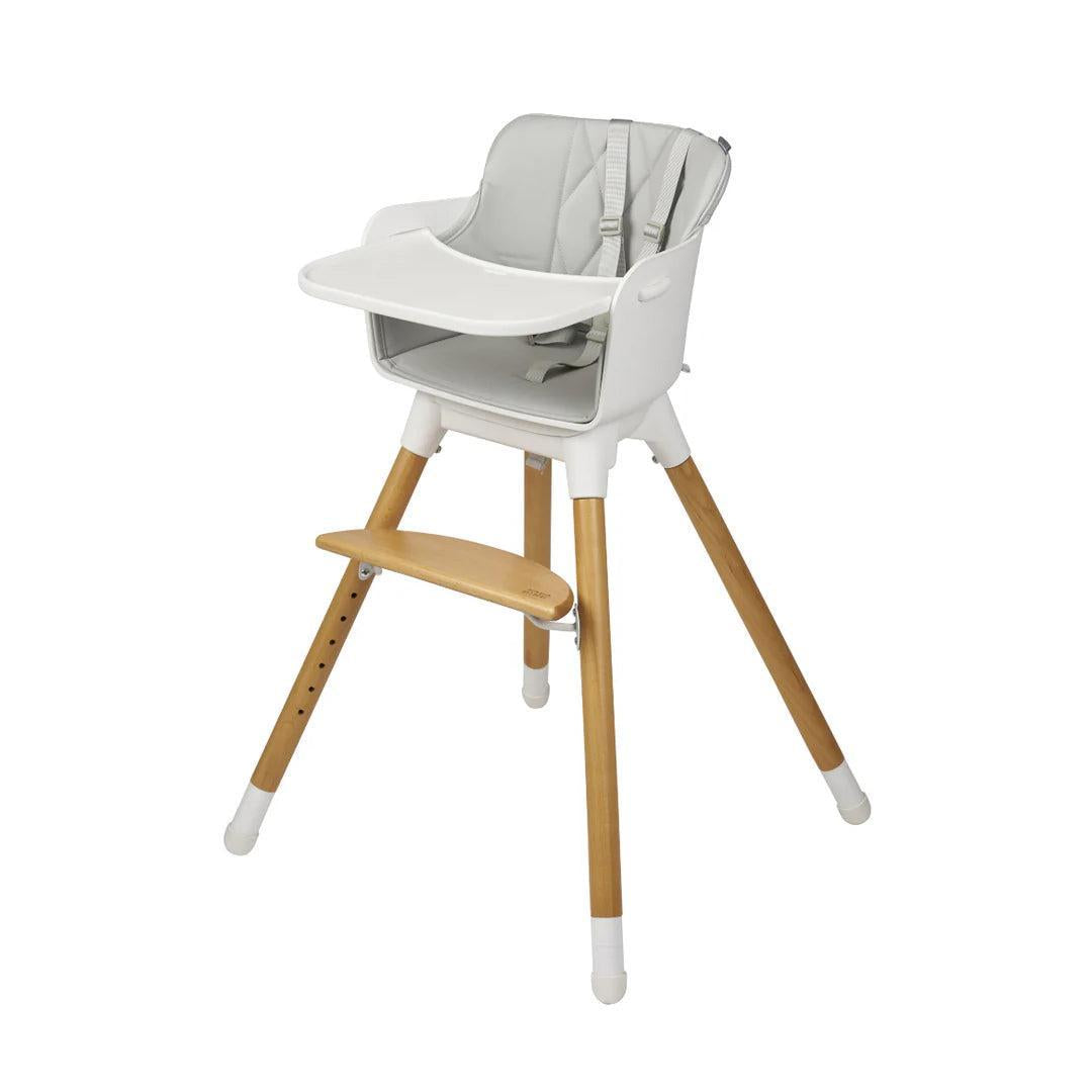 Bababing Una Highchair - White/Wood/Grey