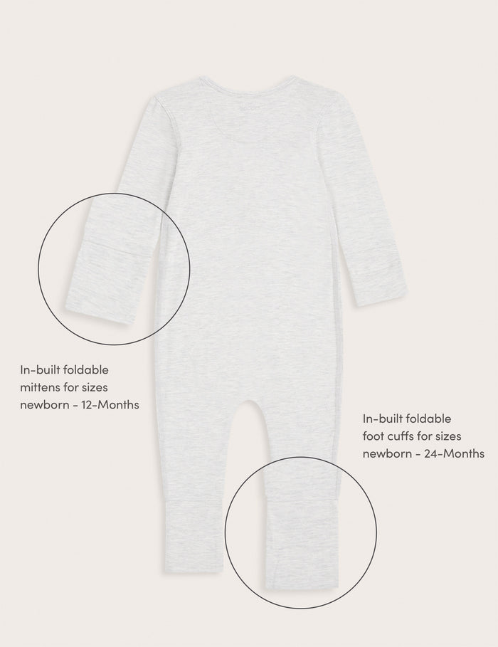 Baby Long Sleeve Romper - Heather Grey