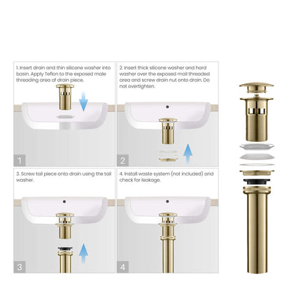 Bathroom Sink Pop Up Drain Stopper Full Cover with overflow - PW-102