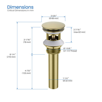 Bathroom Sink Pop Up Drain Stopper Full Cover with overflow - PW-102